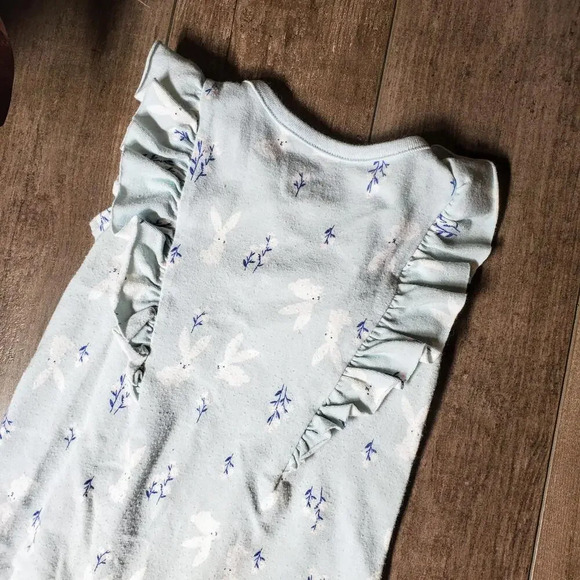 Baby Cat & Jack Baby Blue and White Rabbit Jumpsuit Romper Size 3-6M - Picture 9 of 9